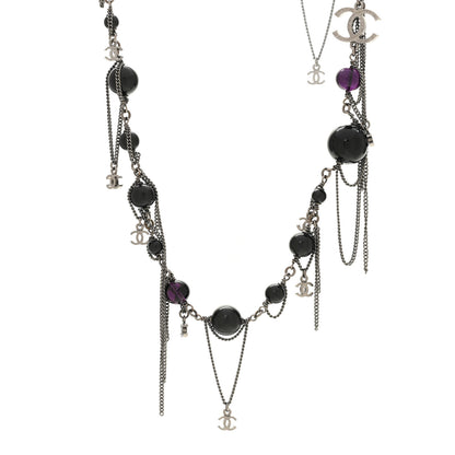 Chanel Ruthenium Pearl Beaded CC Choker Necklace Black 1 of 6