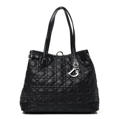 Christian Dior Coated Canvas Cannage Medium Panarea Tote Black 1 of 9