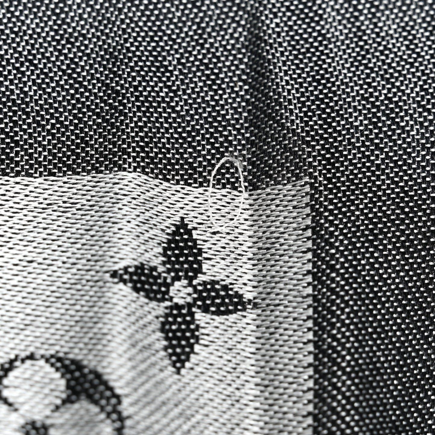 Silk Wool Monogram Denim Shawl Black