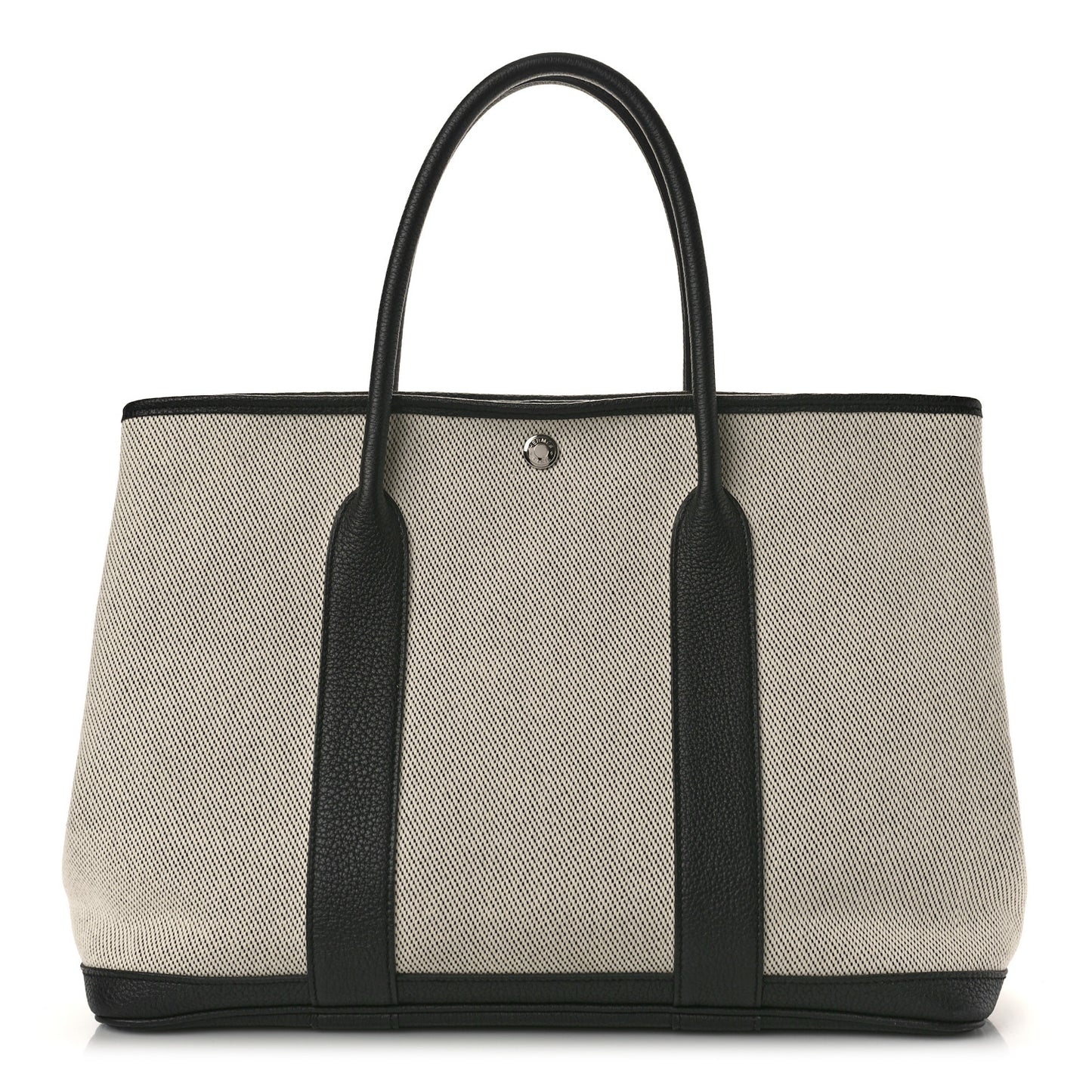 Chevron Herringbone Toile Negonda Garden Party 36 MM Tote Craie Black