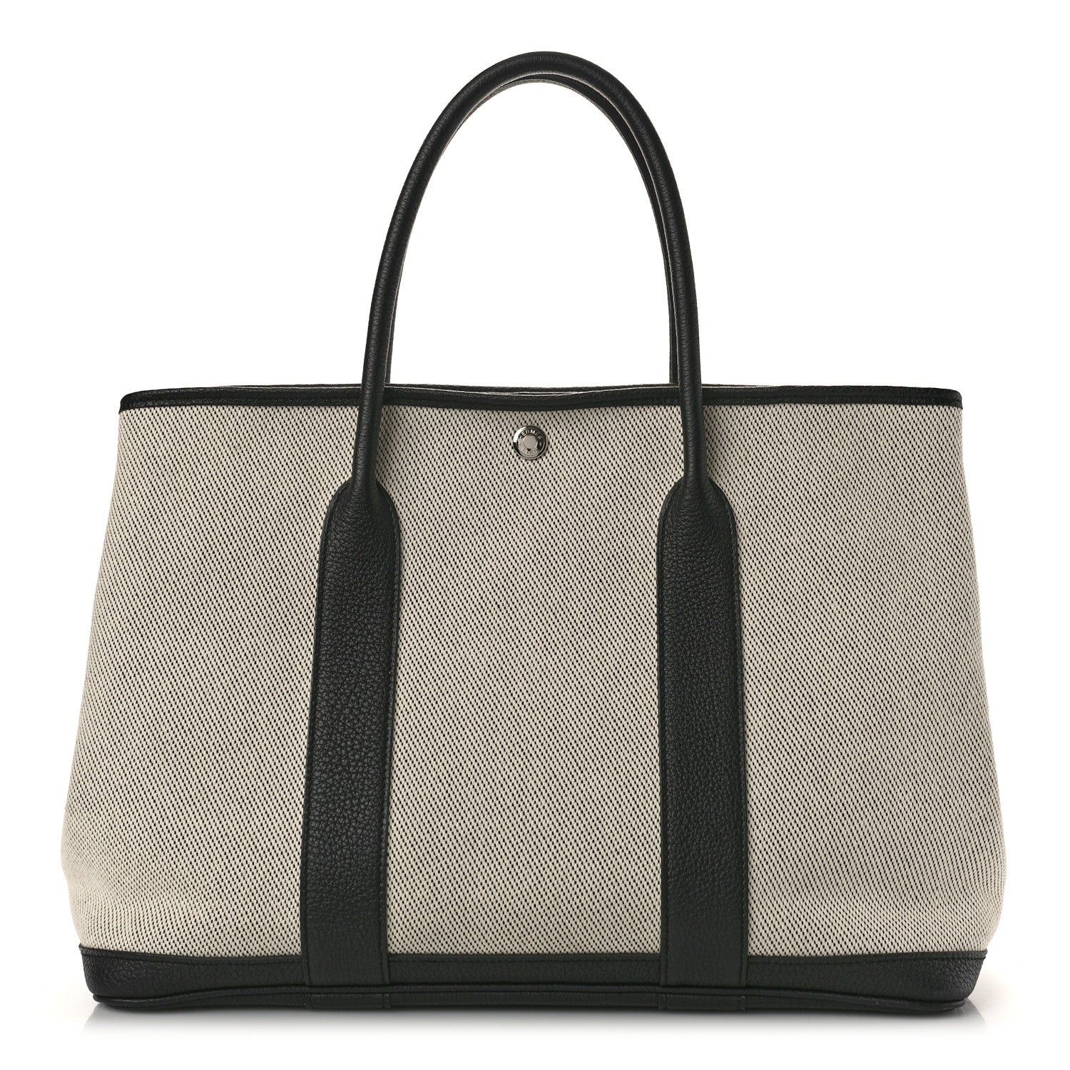 Hermes Chevron Herringbone Toile Negonda Garden Party 36 MM Tote Craie Black 1 of 9