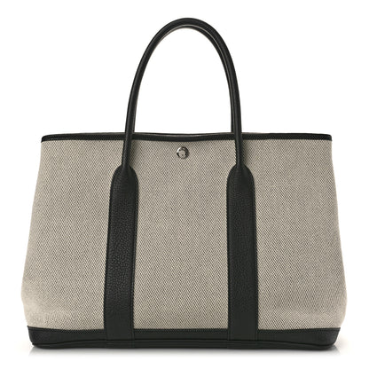 Hermes Chevron Herringbone Toile Negonda Garden Party 36 MM Tote Craie Black 1 of 9