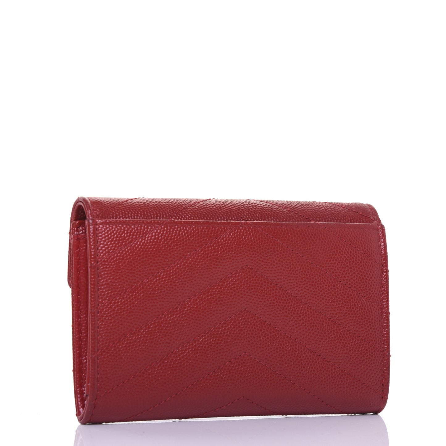 Grain De Poudre Matelasse Chevron Small Monogram Envelope Wallet New Red