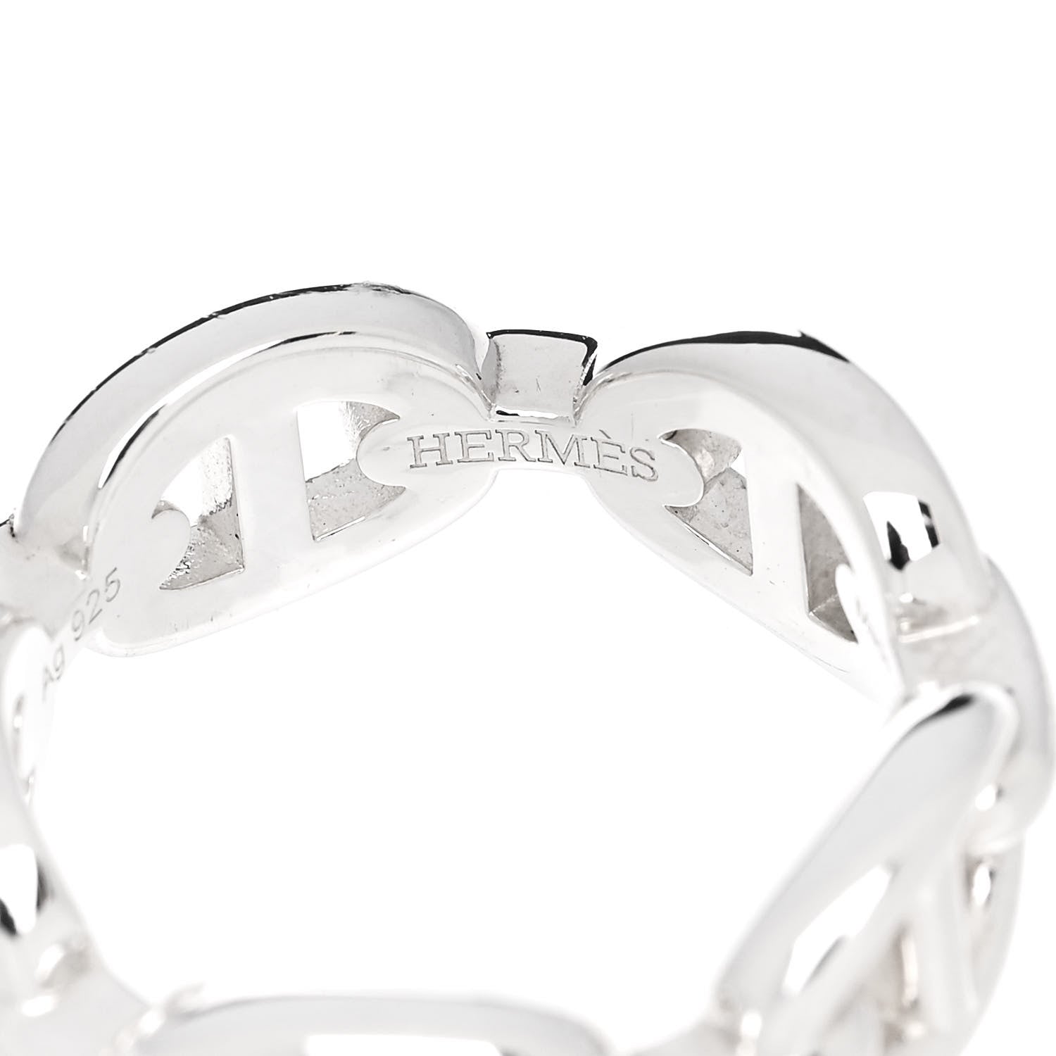 Hermes Sterling Silver PM Chaine d'Ancre Enchainee Band Ring 51 5.75 4 of 9