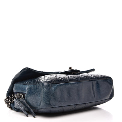 Chanel Glazed Calfskin Quilted Medium Duo Color Flap Blue 3 of 12