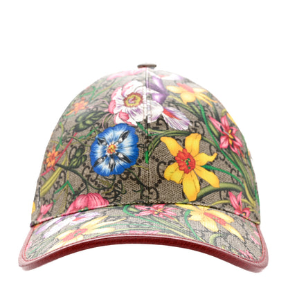 Gucci GG Supreme Flora Claudia Baseball Hat 56 S Red 3 of 10