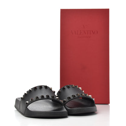 Valentino Garavani Rubber Rockstud Slide Sandals 36 Black 10 of 10