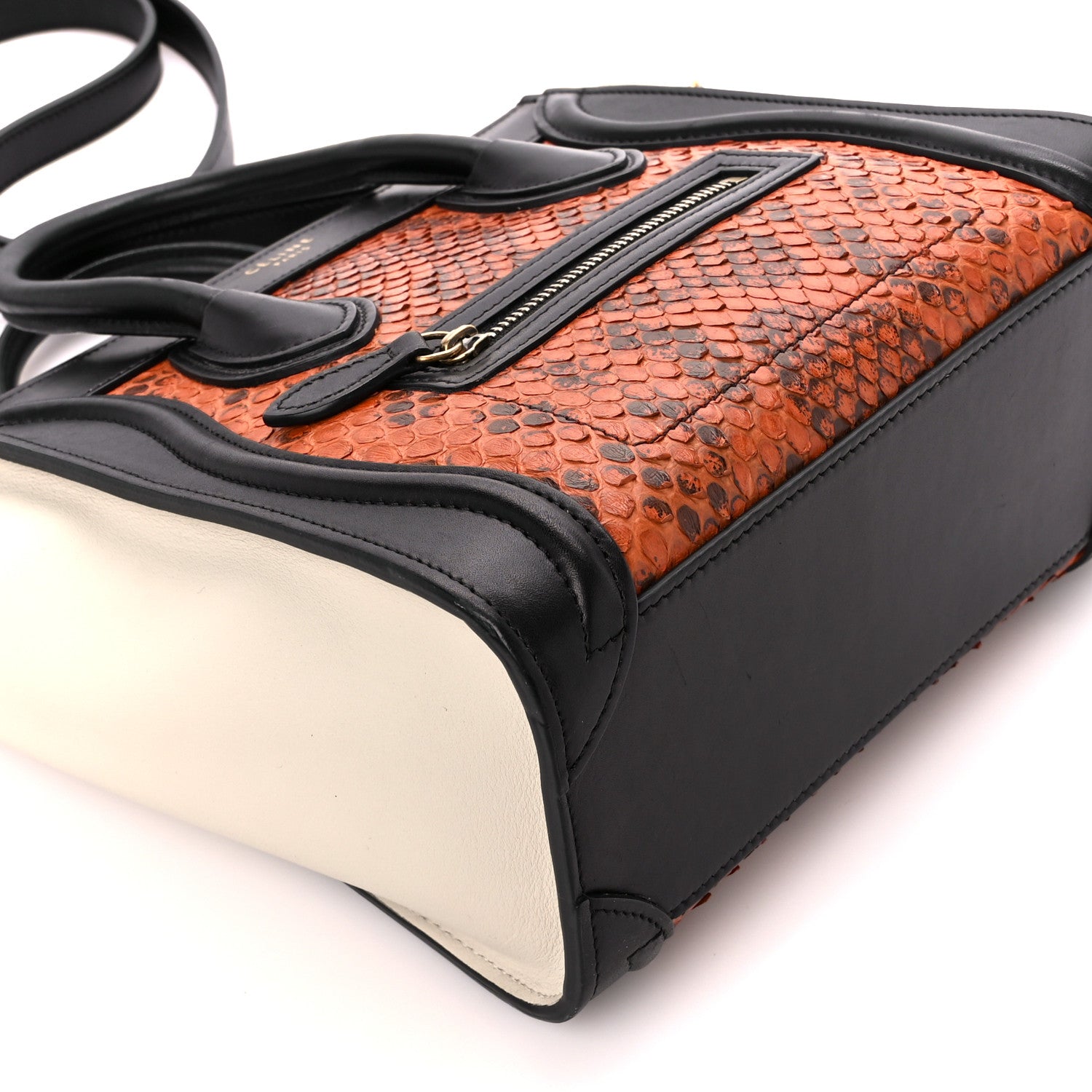 Celine Snakeskin Calfskin Nano Tri-Color Luggage Black Multicolor 10 of 11
