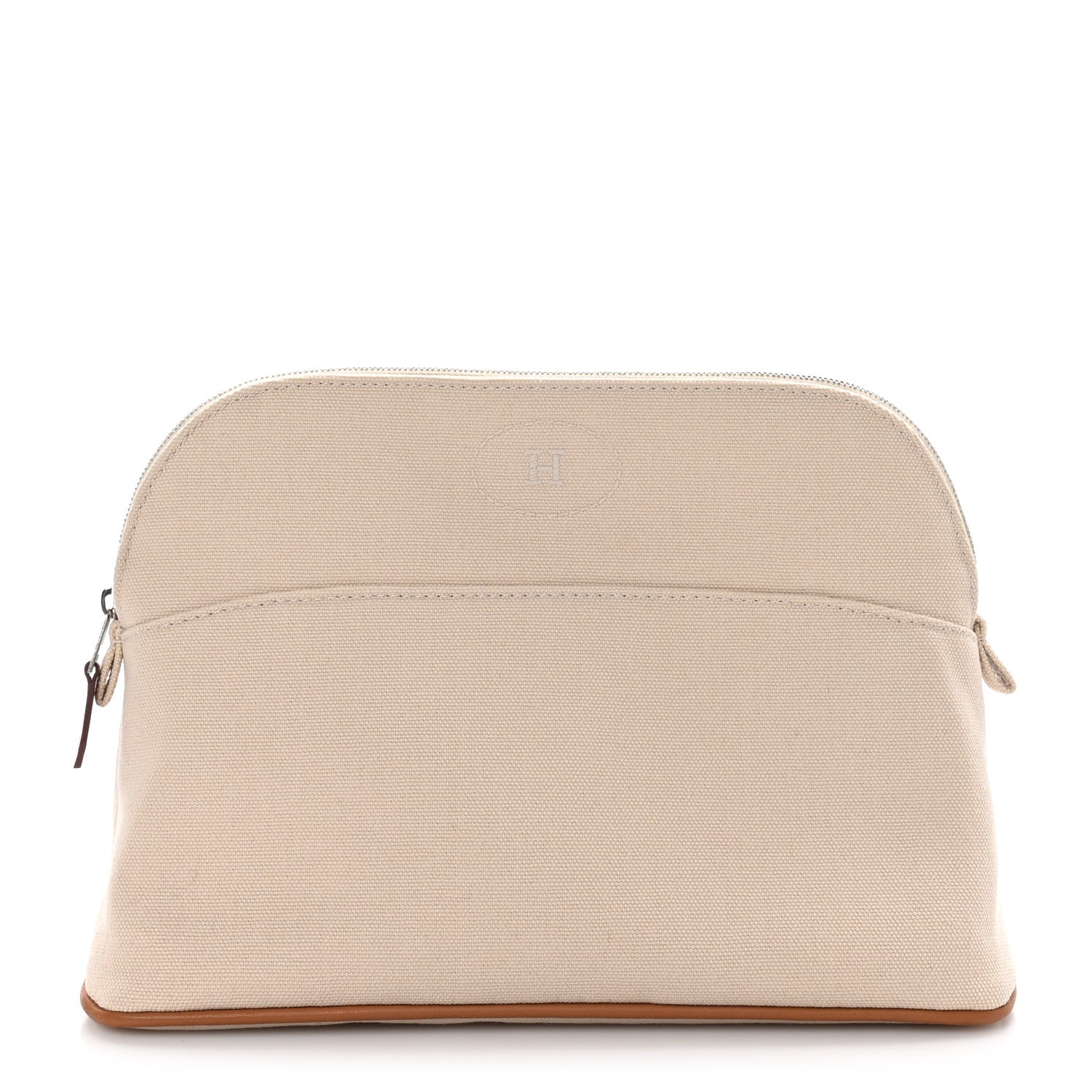 Hermes Cotton Canvas Bolide Travel Cosmetic Pouch MM Natural 1 of 9