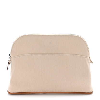 Hermes Cotton Canvas Bolide Travel Cosmetic Pouch MM Natural 1 of 9