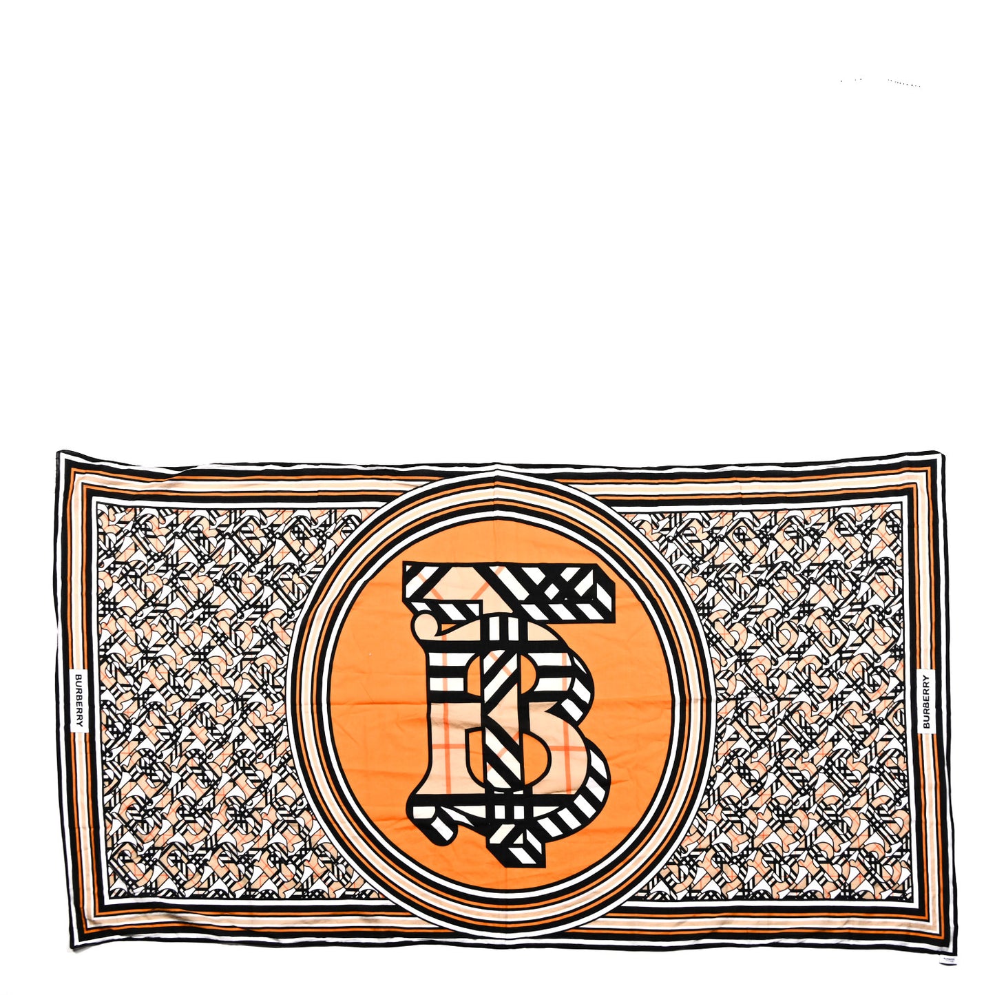 Cotton TB Print Oblong Scarf Archive Beige Orange