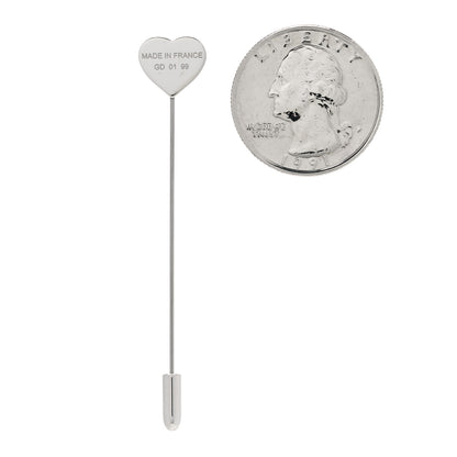 Hermes Lacquered Palladium Clou De Coeur Hat Pin White 2 of 3