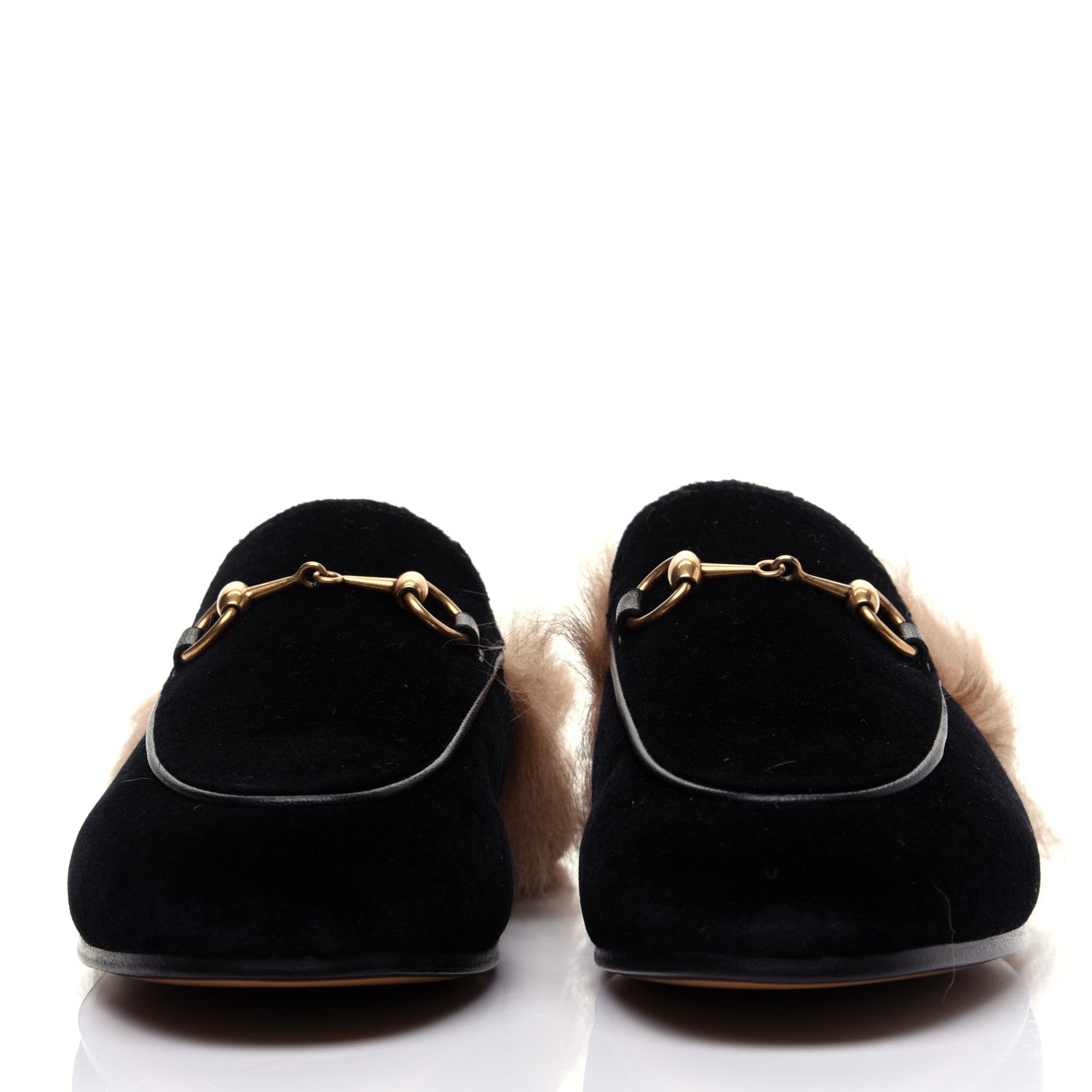 Gucci Velvet Fur Womens Princetown Slippers 35.5 Black 2 of 10