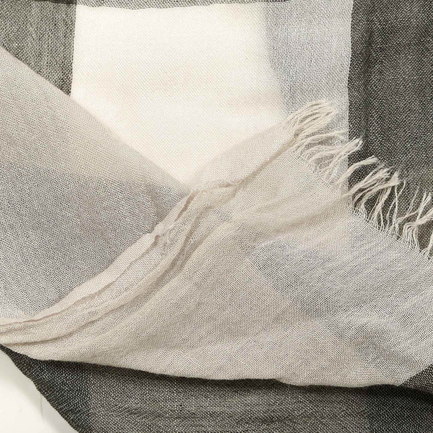 Linen Giant Check Check Lightweight Scarf Stone