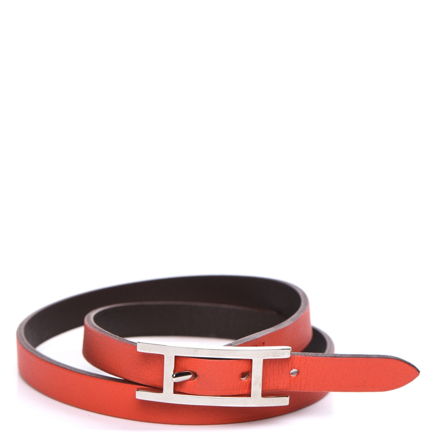Hermes Swift Chamonix Behapi Double Tour Reversible Bracelet L Capucine Chocolate 1 of 8
