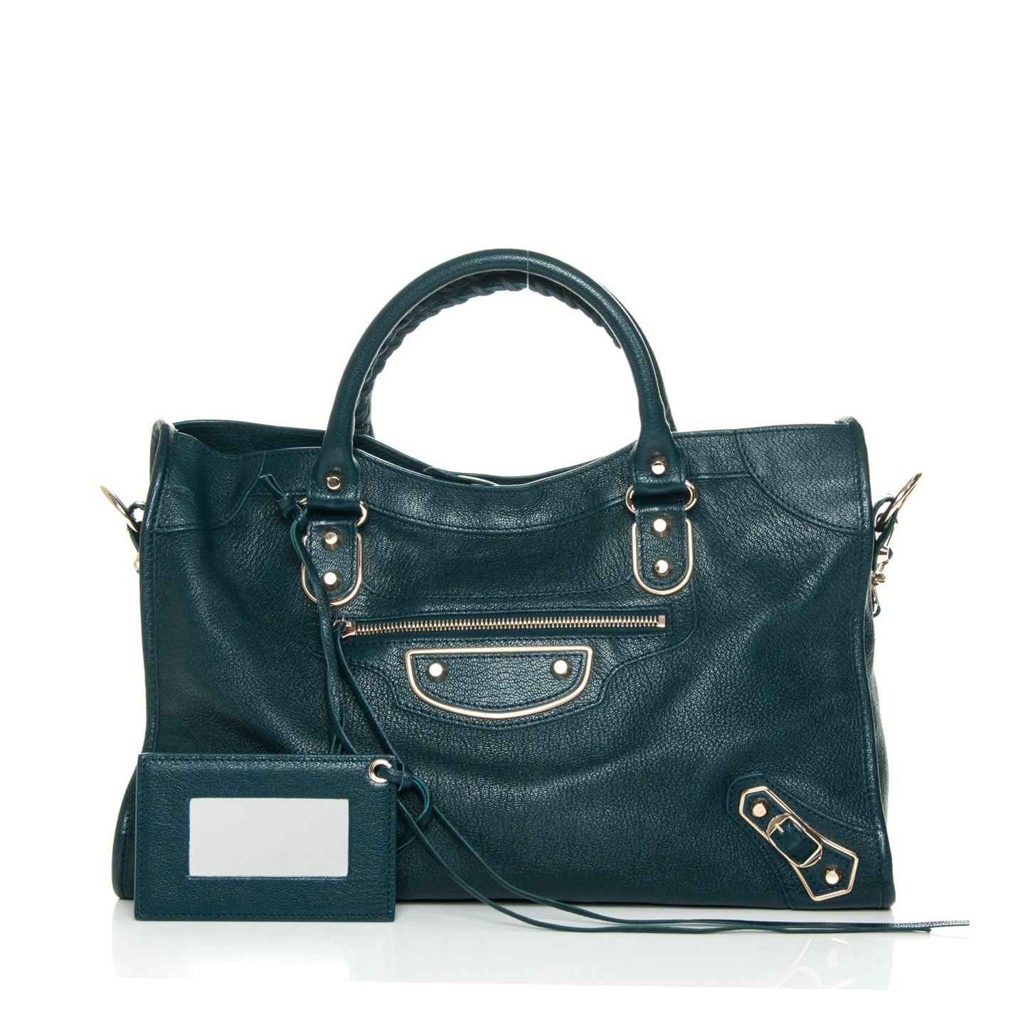 Chevre Gold Metallic Edge Hardware City Bleu Paon