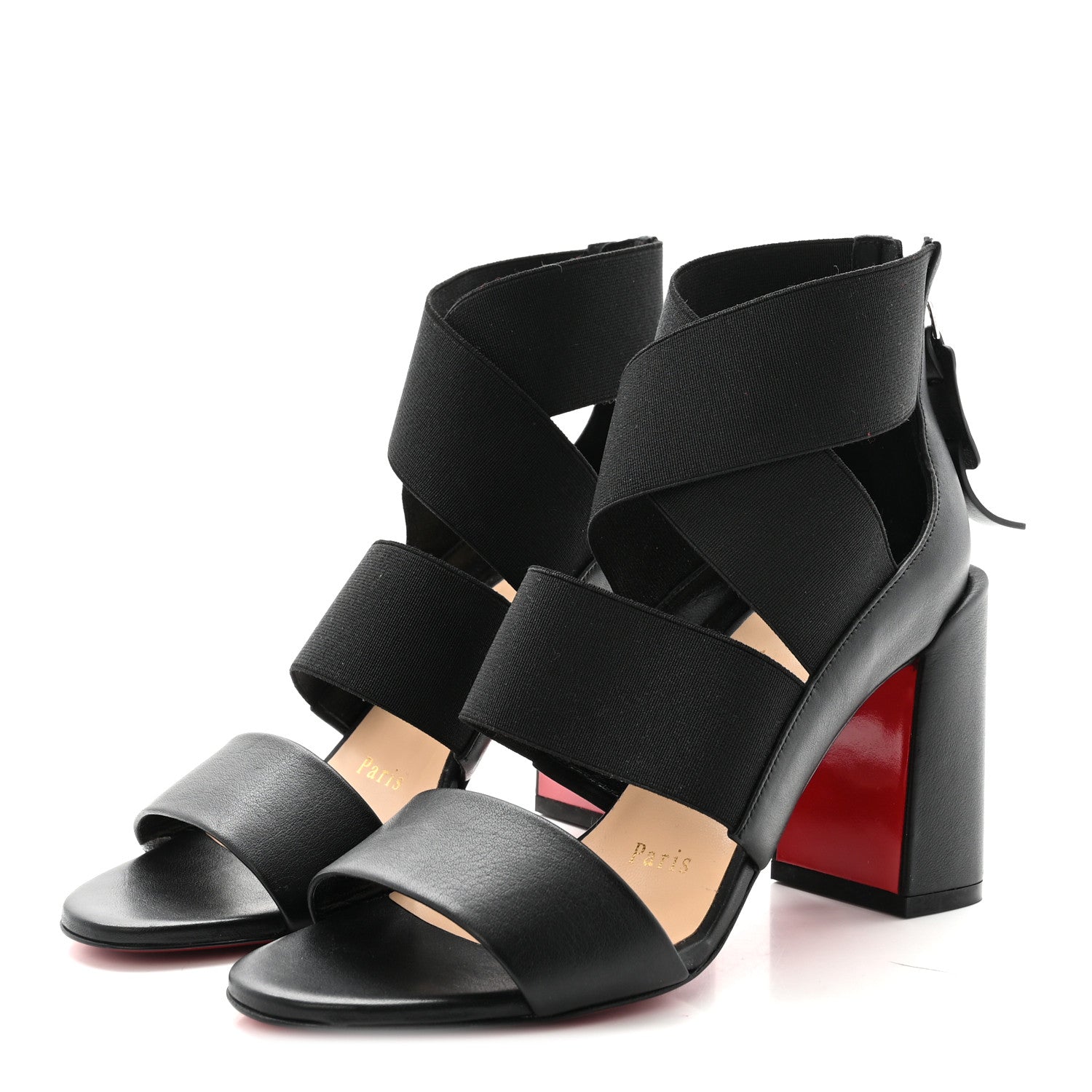 Christian Louboutin Elastic Calfskin Patrouille 85 Sandals 35.5 Black 4 of 9