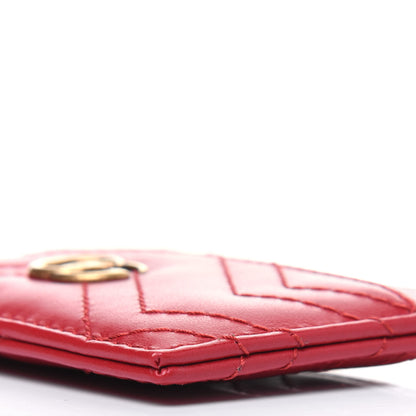 Gucci Calfskin Matelasse GG Marmont Card Holder Hibiscus Red 9 of 13