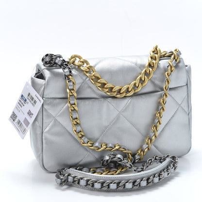 Chanel Metallic Goatskin Quilted Medium 19 Flap Silver 2 of 10