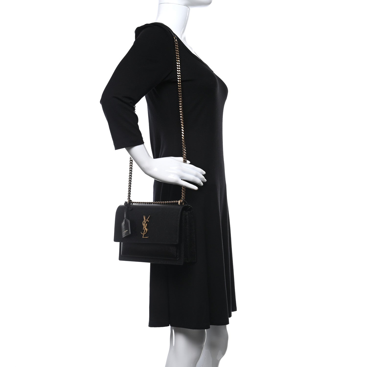 Saint Laurent Coated Bark Calfskin Medium Monogram Sunset Black 2 of 10