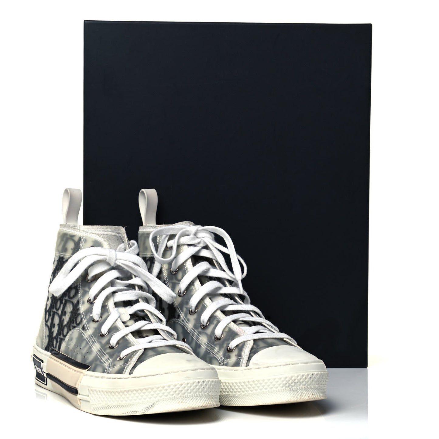 Technical Canvas Oblique Mens B23 High Top Sneakers 41 White Black