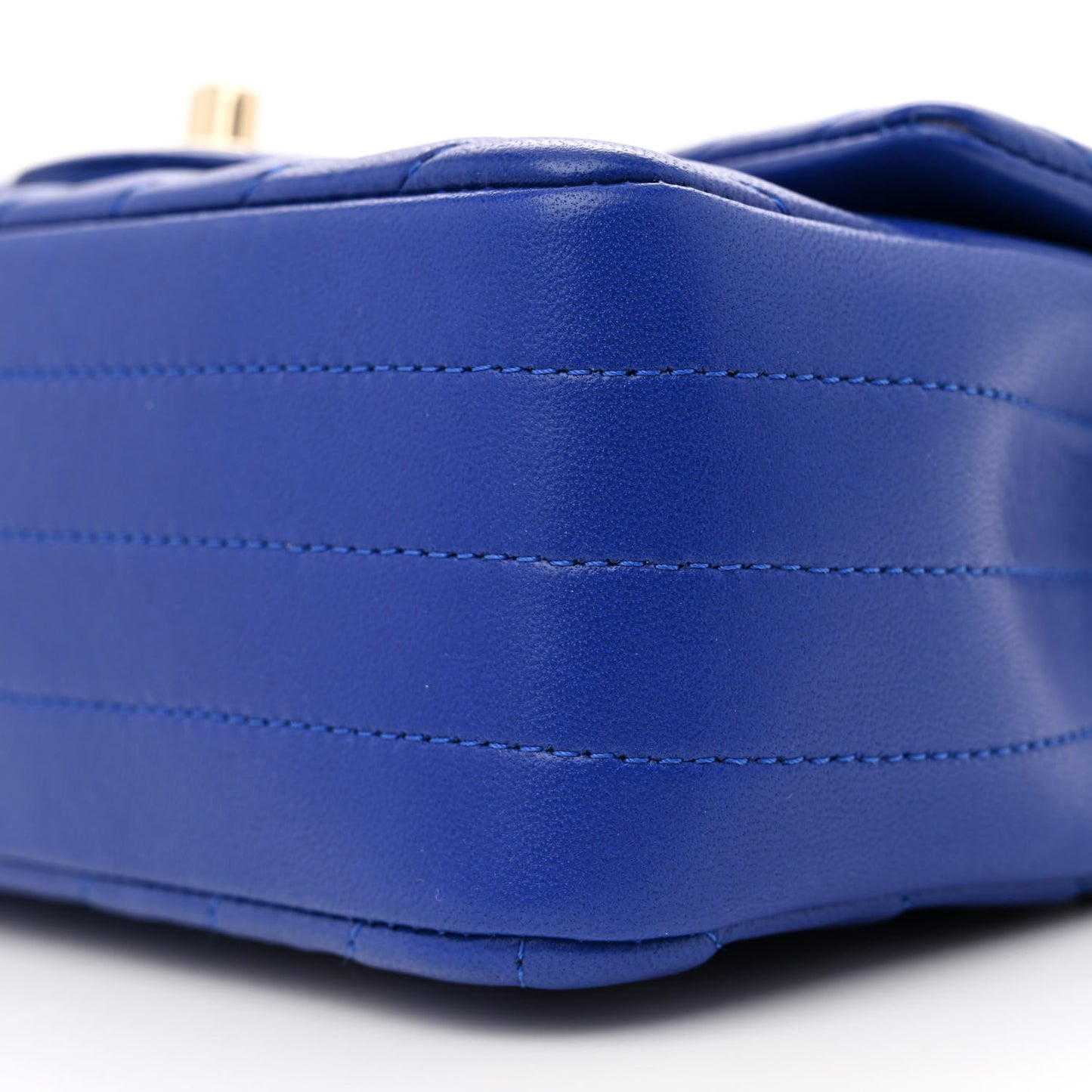 Lambskin Chevron Quilted Mini Rectangular Flap Blue