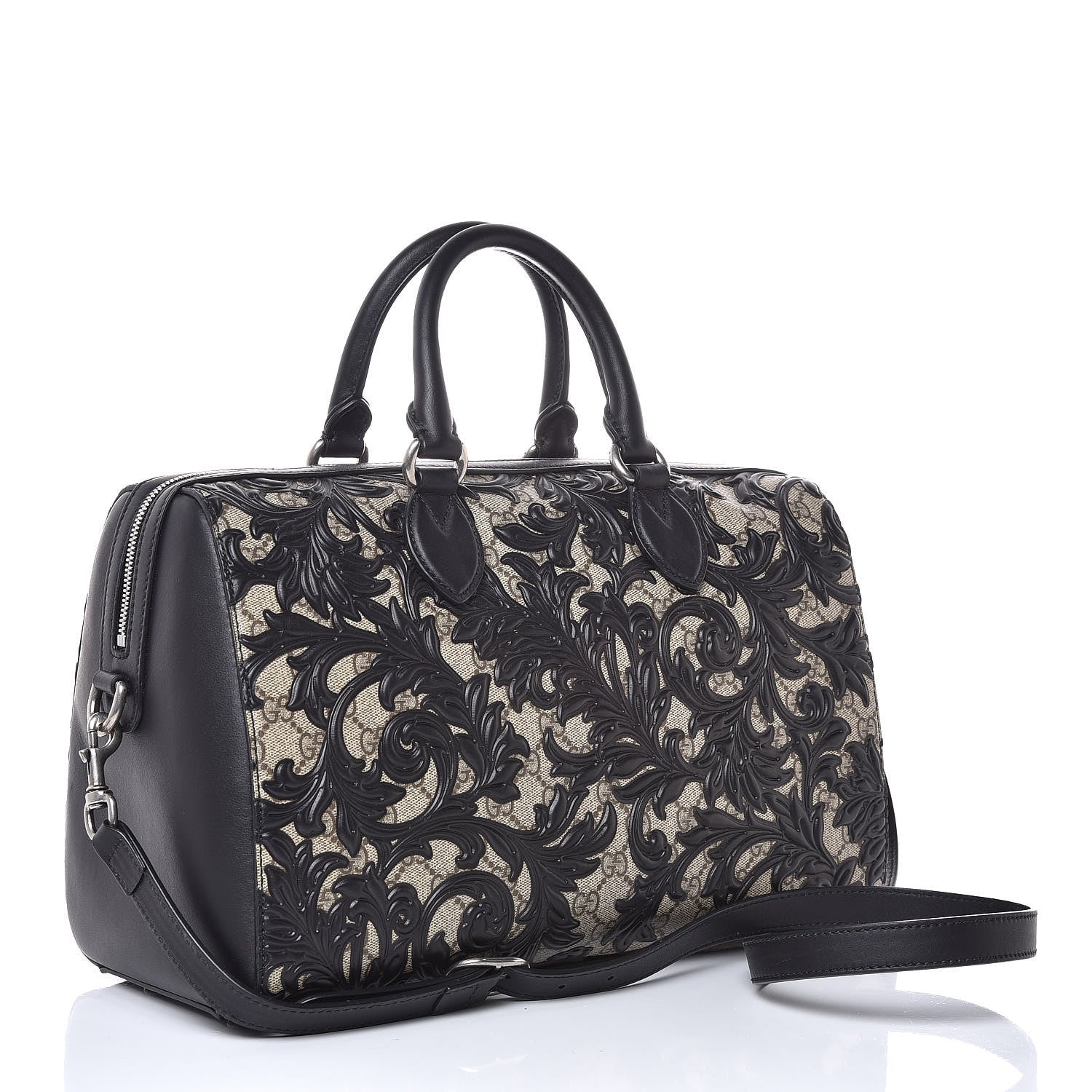 Gucci GG Supreme Monogram Arabesque Large Boston Black 3 of 8