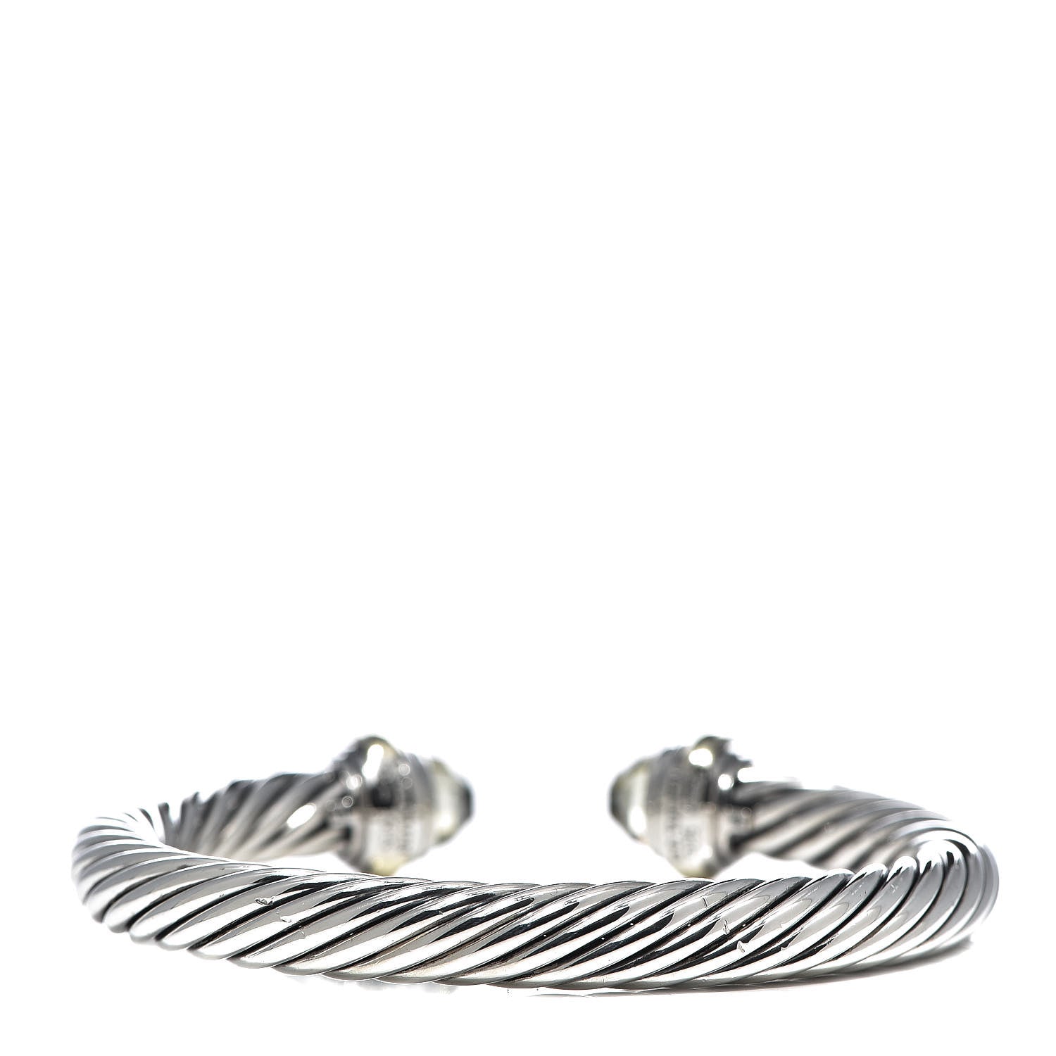 David Yurman Sterling Silver 14K Yellow Gold Lemon Citrine 7mm Cable Classics Bracelet 3 of 5