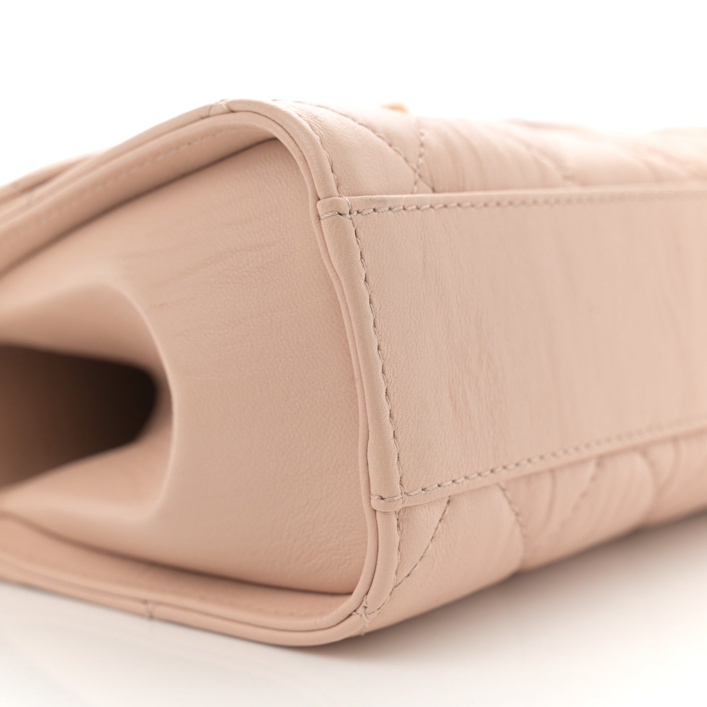 Crumpled Lambskin Quilted Mini CC Links Top Handle Flap Beige
