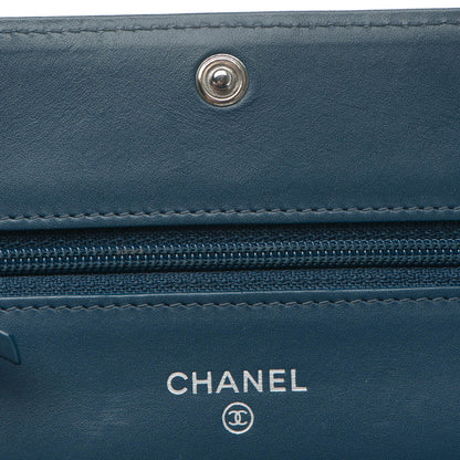 Chanel Caviar Timeless CC Wallet On Chain WOC Blue 11 of 11