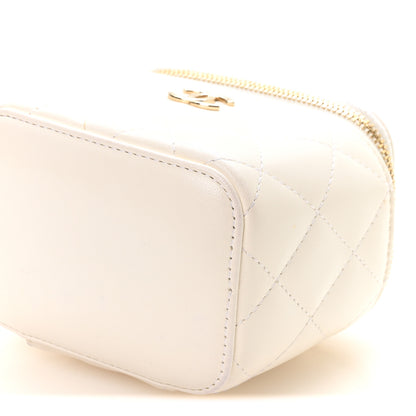 Chanel Lambskin Quilted Mini Camellia Bow Vanity Case With Chain White 10 of 11