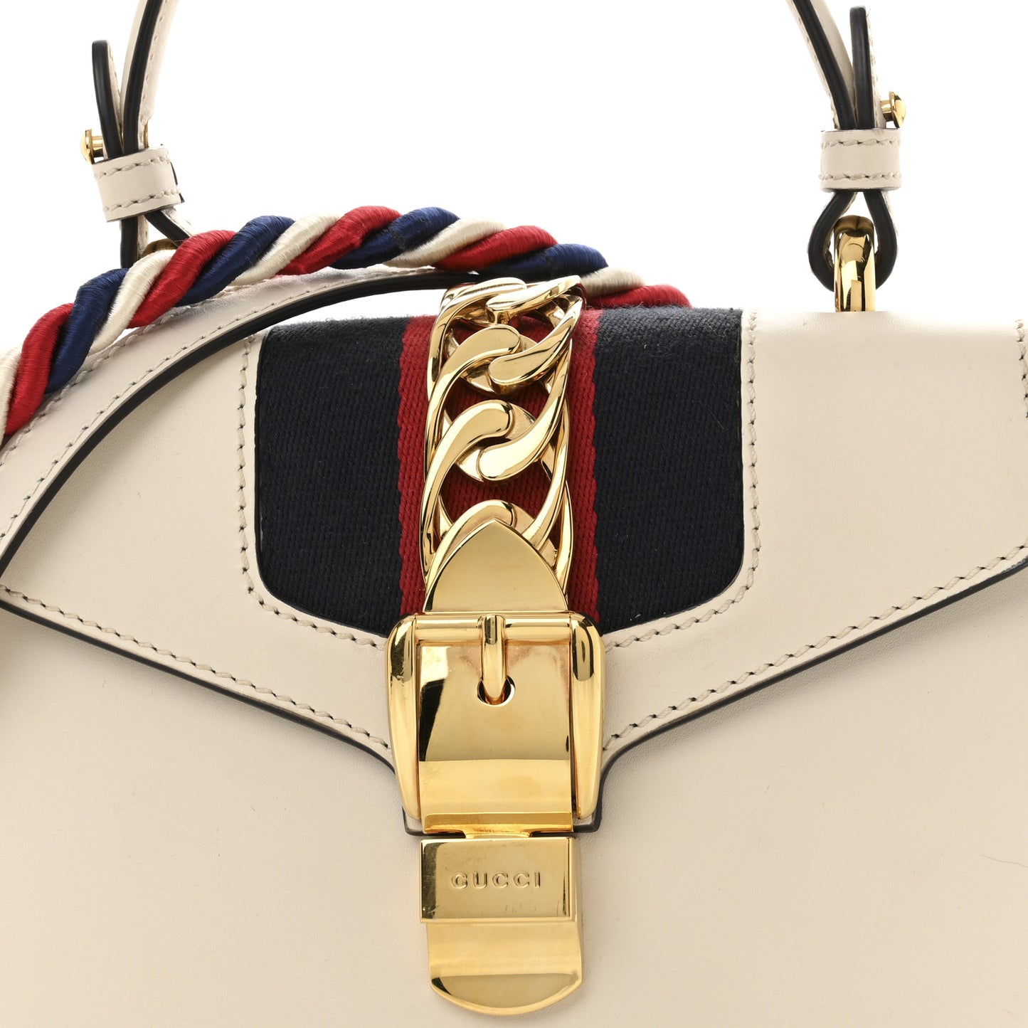Calfskin Mini Sylvie Top Handle Bag White