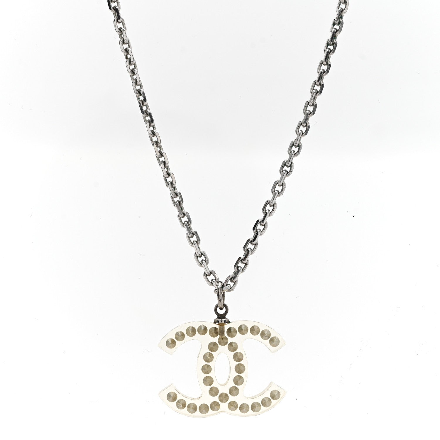 Chanel Crystal CC Necklace Silver 1 of 4