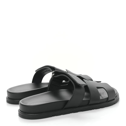 Hermes Calfskin Womens Chypre Sandals 39.5 Black 4 of 9