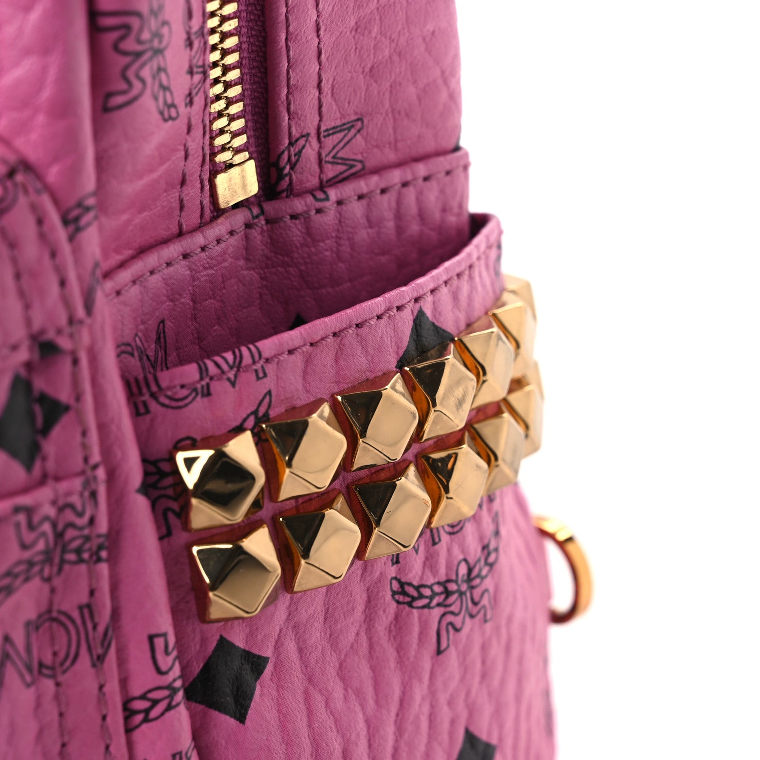 MCM Visetos Side Stud X-Mini Stark Bebe Boo Backpack Pink 12 of 12