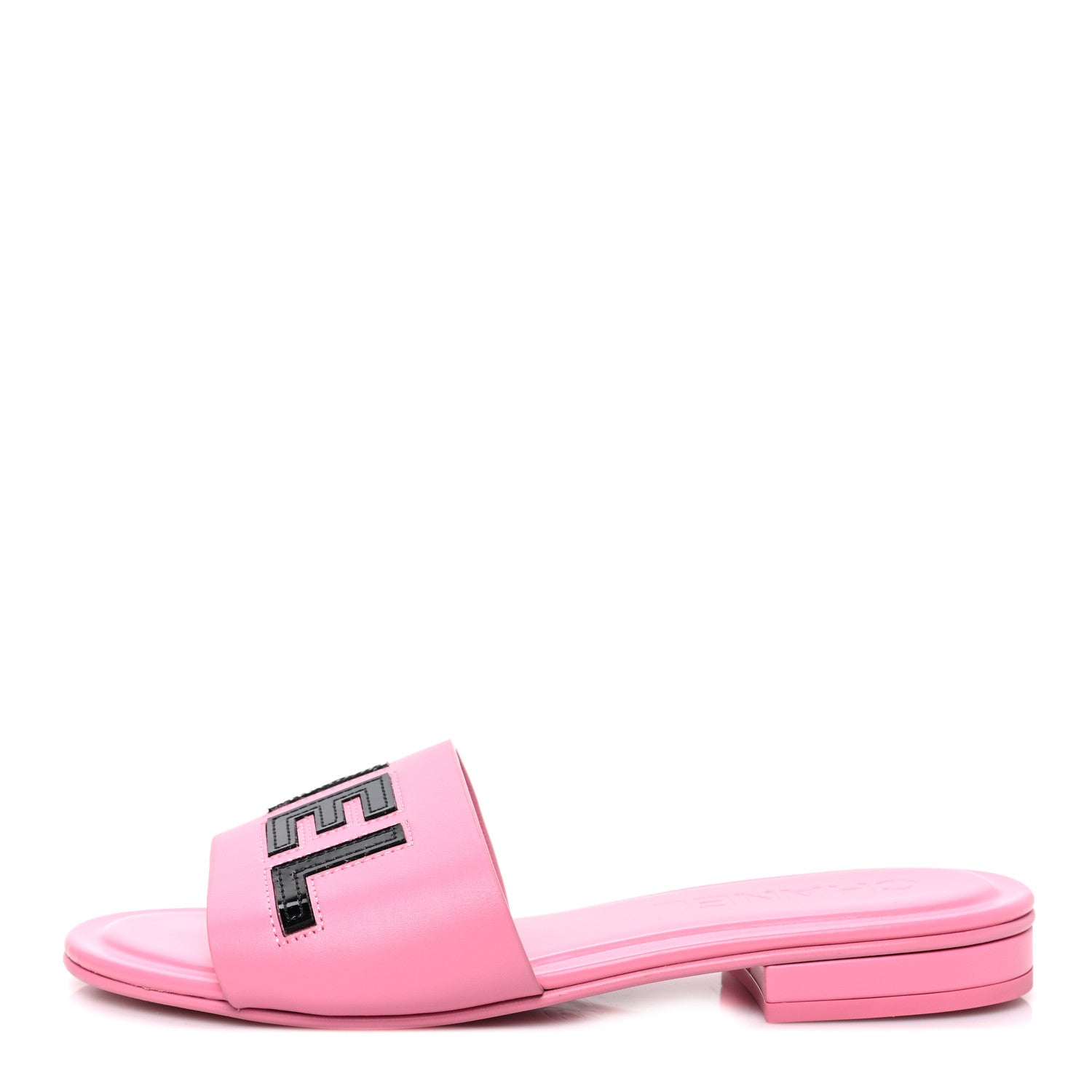 Chanel Calfskin Patent Calfskin Logo Mules 35.5 Pink Black 1 of 8