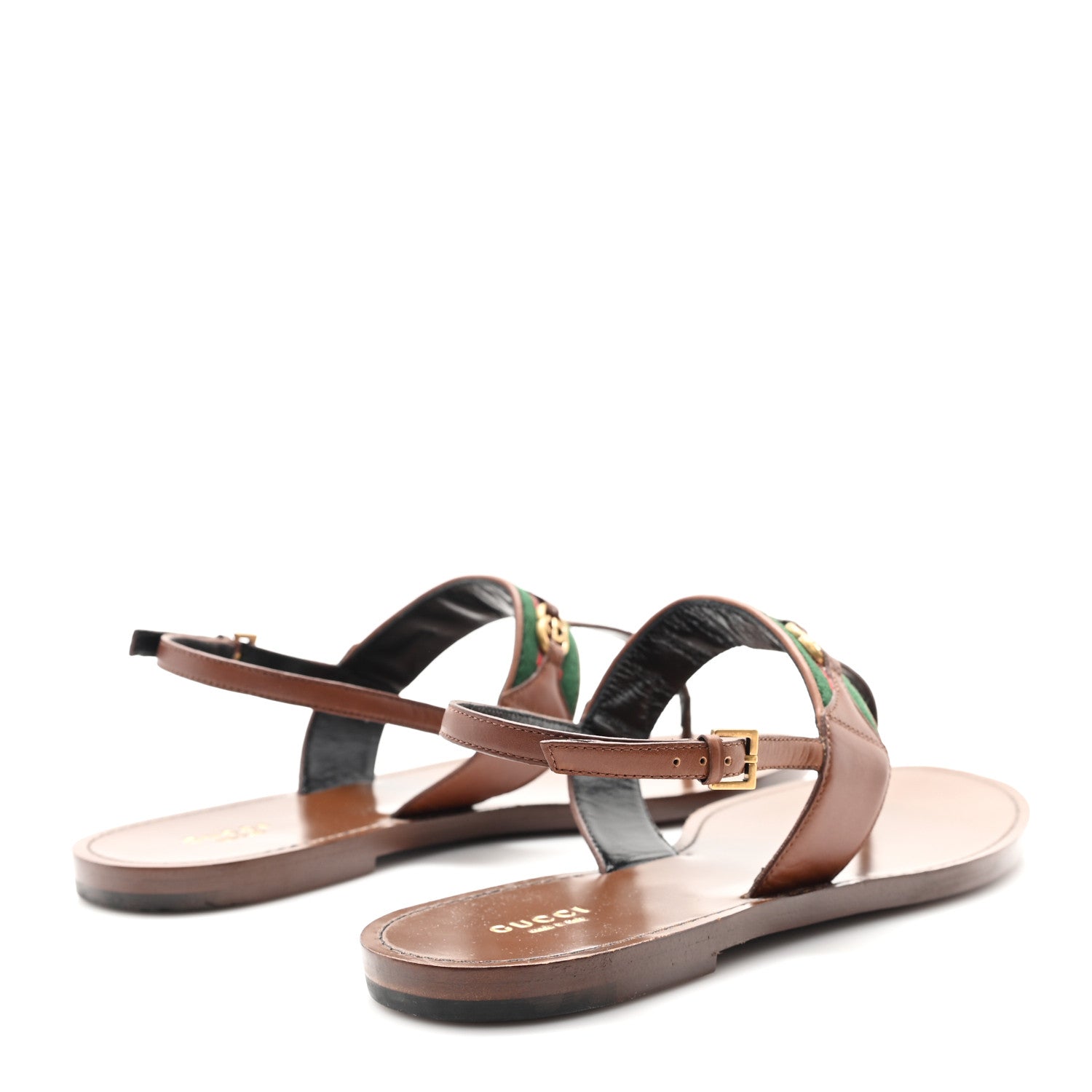 Gucci Jakarta Lifford Calfskin Web Interlocking G Thong Sandals 41 Ebony 5 of 9
