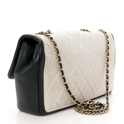 Chanel Calfskin Quilted Medium Graphic Flap White Black 3 of 12