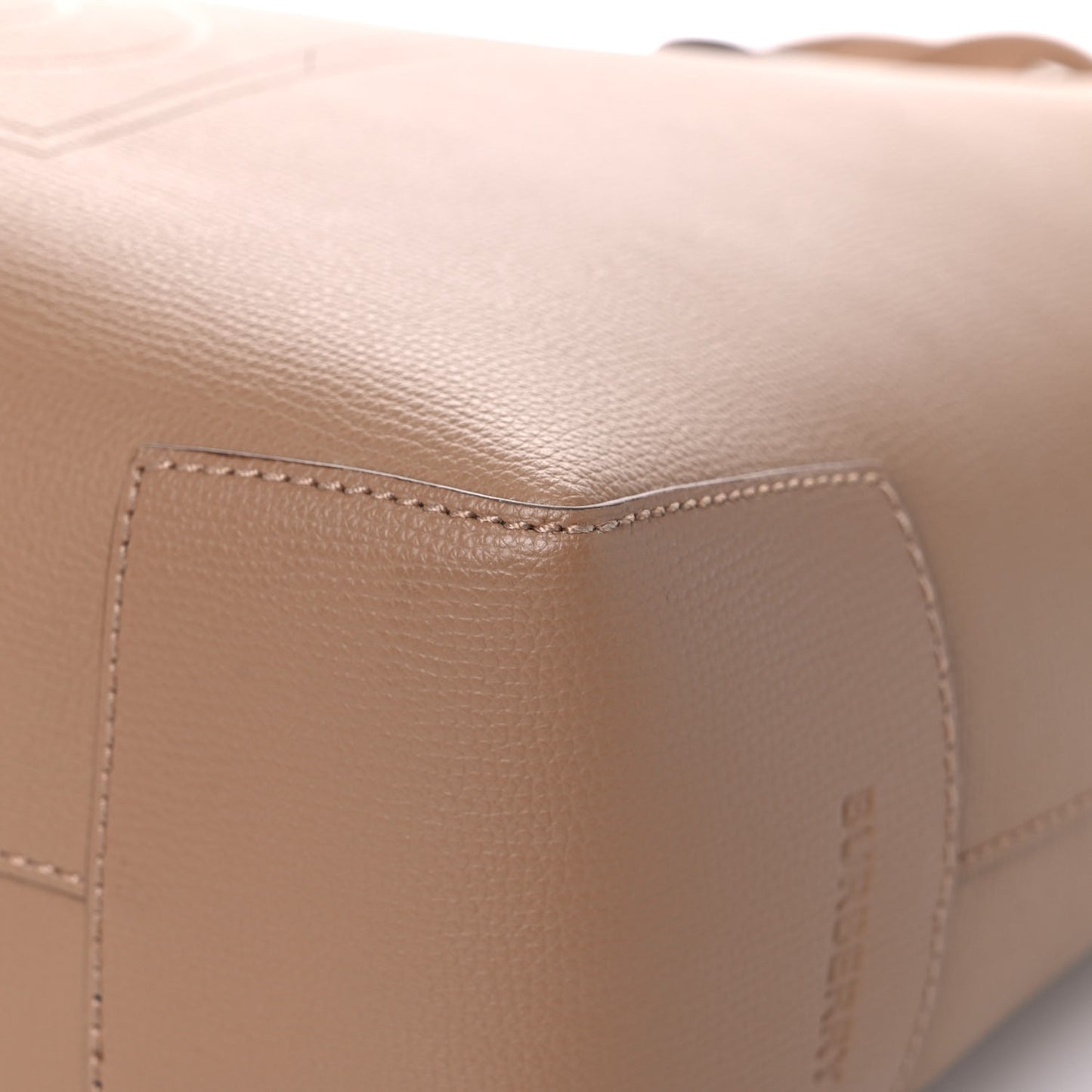 Calfskin TB Motif Embossed Medium Tote Camel