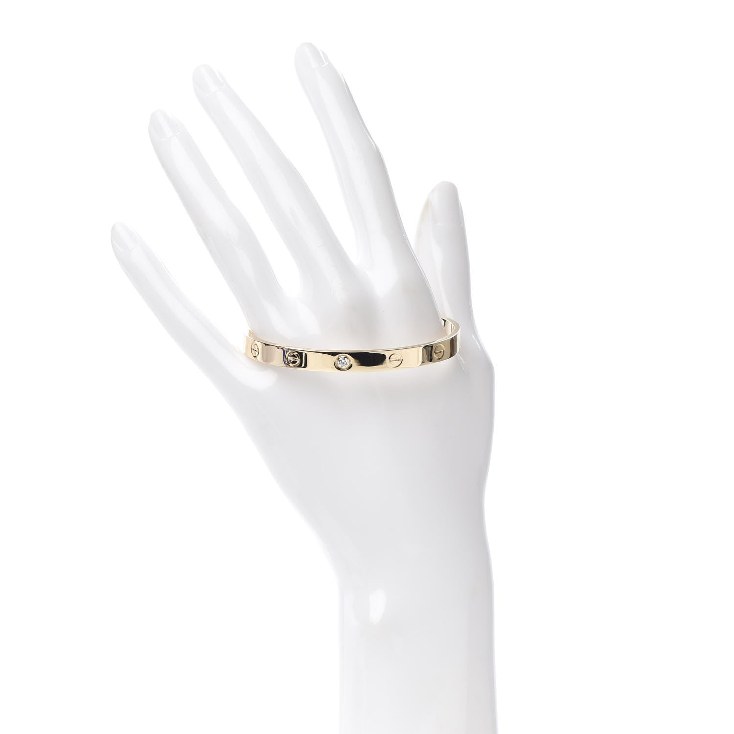 Cartier 18K Yellow Gold 1 Diamond LOVE Cuff Bracelet 18 2 of 5
