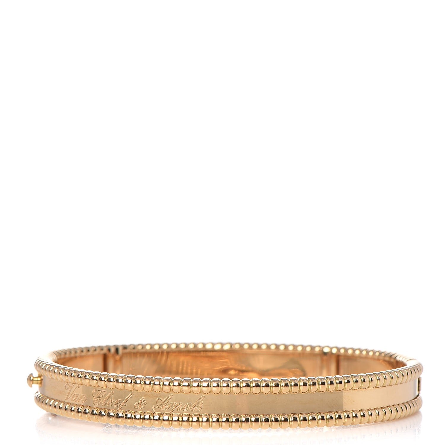 Van Cleef & Arpels 18K Yellow Gold Perlee Signature Bangle Bracelet M 1 of 5
