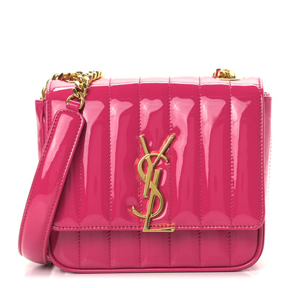 Saint Laurent Patent Matelasse Monogram Small Vicky Chain Bag Bubblegum 1 of 12
