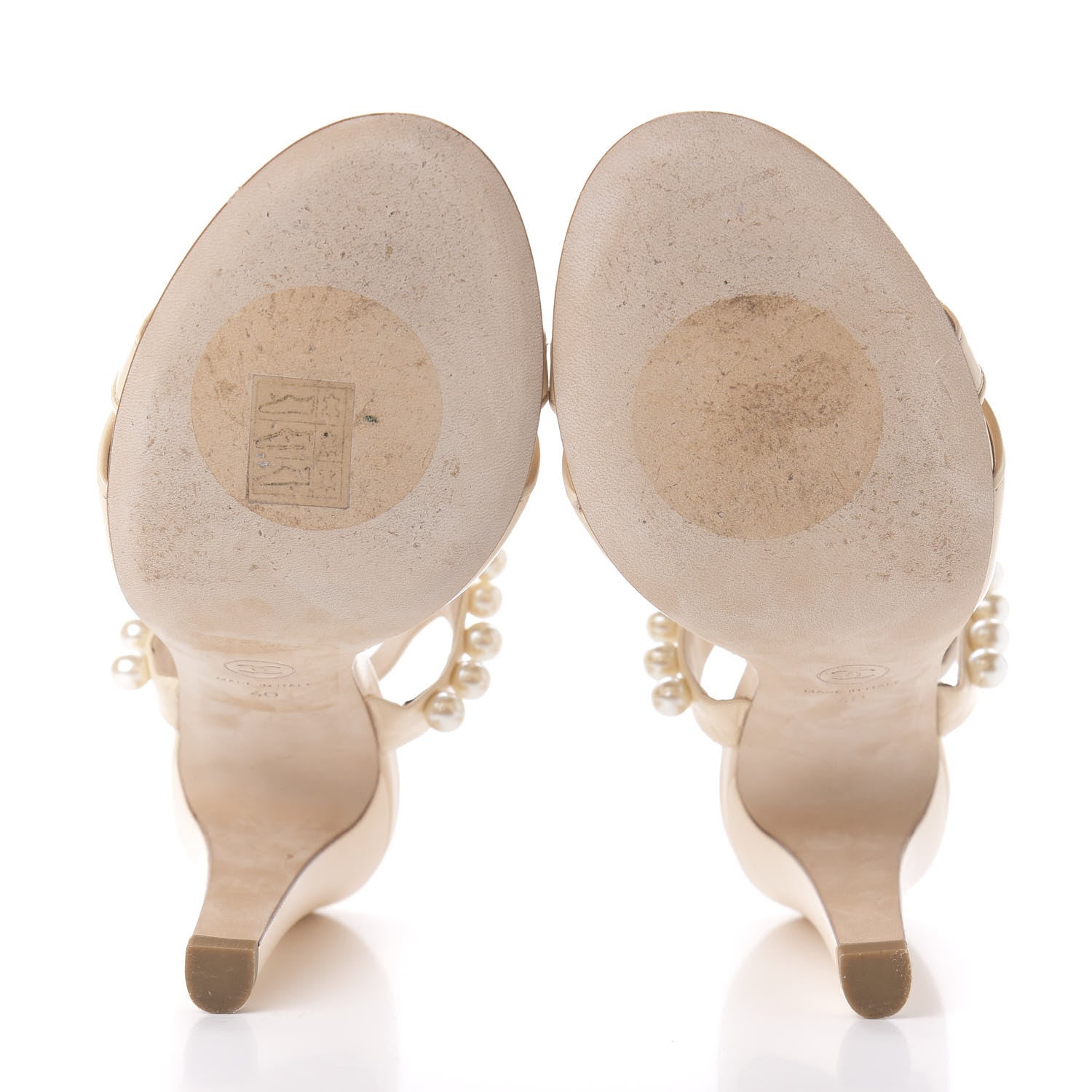 Chanel Lambskin Pearl Sandals 40 Beige Clair 5 of 9
