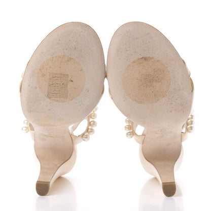 Chanel Lambskin Pearl Sandals 40 Beige Clair 5 of 9