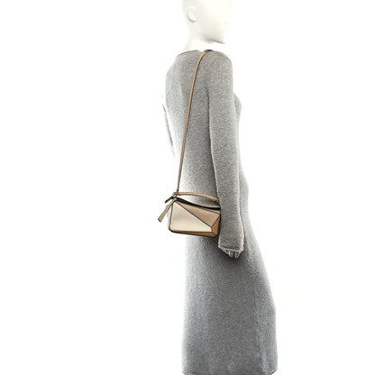 Loewe Calfskin Mini Woven Puzzle Bag Beige White 2 of 9