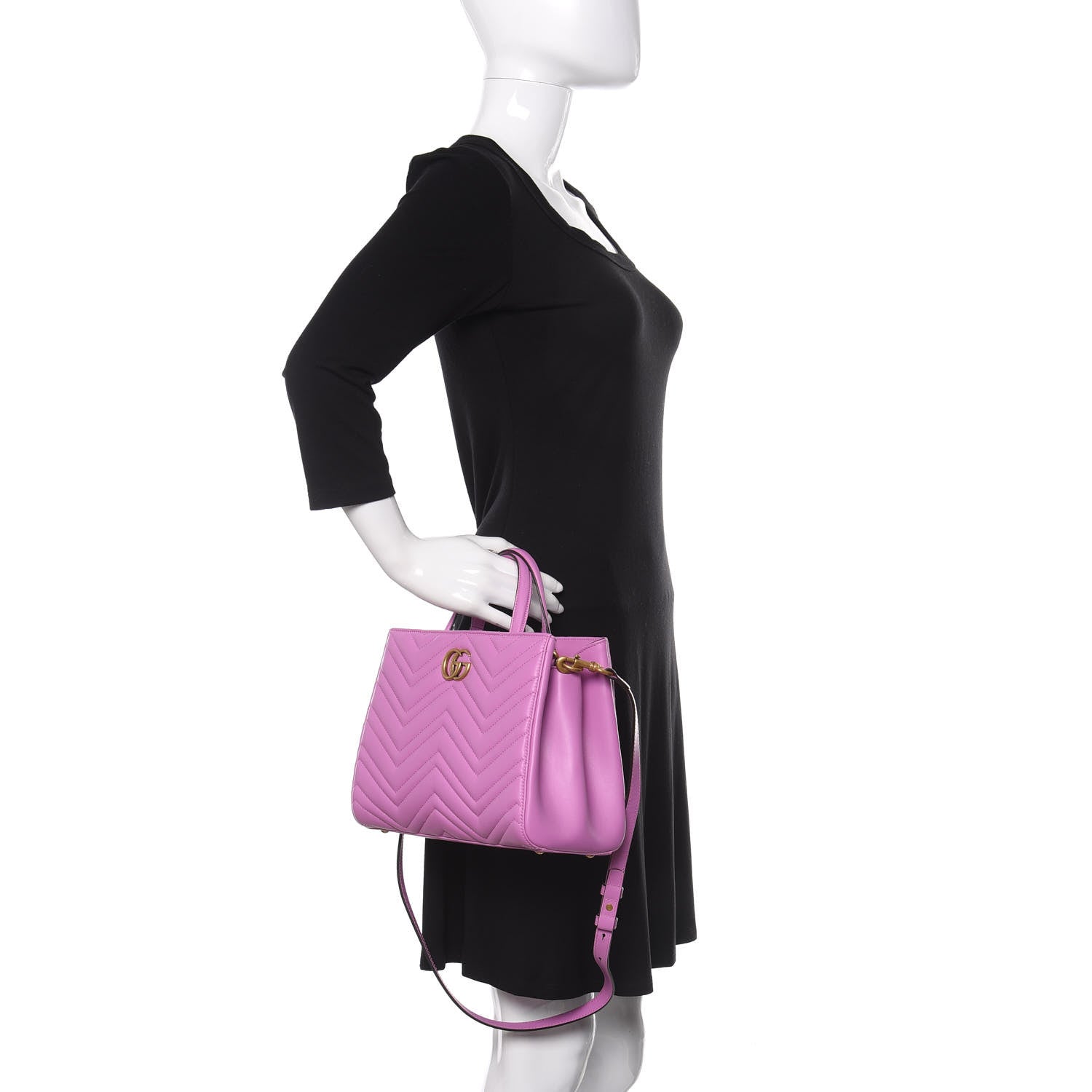 Gucci Calfskin Matelasse Small GG Marmont Tote Candy Mousse 3 of 11