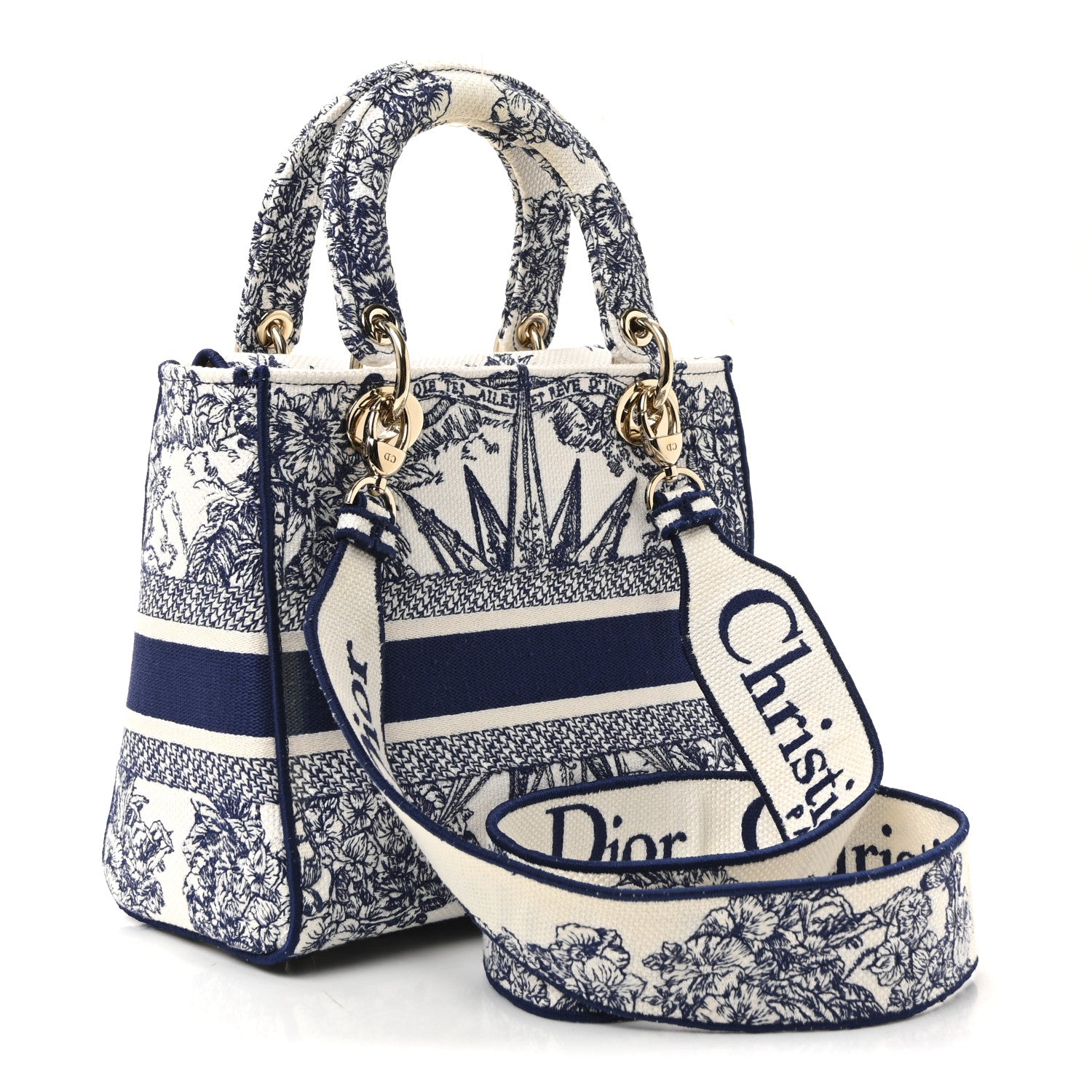 Christian Dior Canvas Reverse Embroidered Rêve d'Infini Medium Lady D-Lite Blue Multicolor 3 of 9