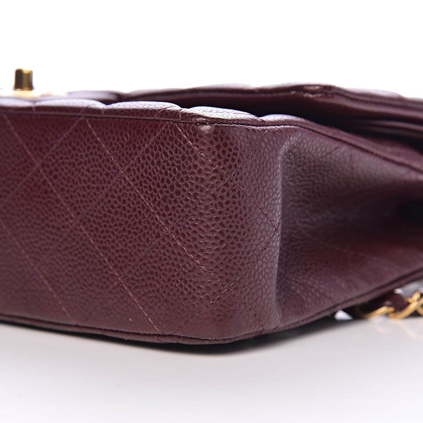 Caviar Quilted Medium Double Flap Dark Red