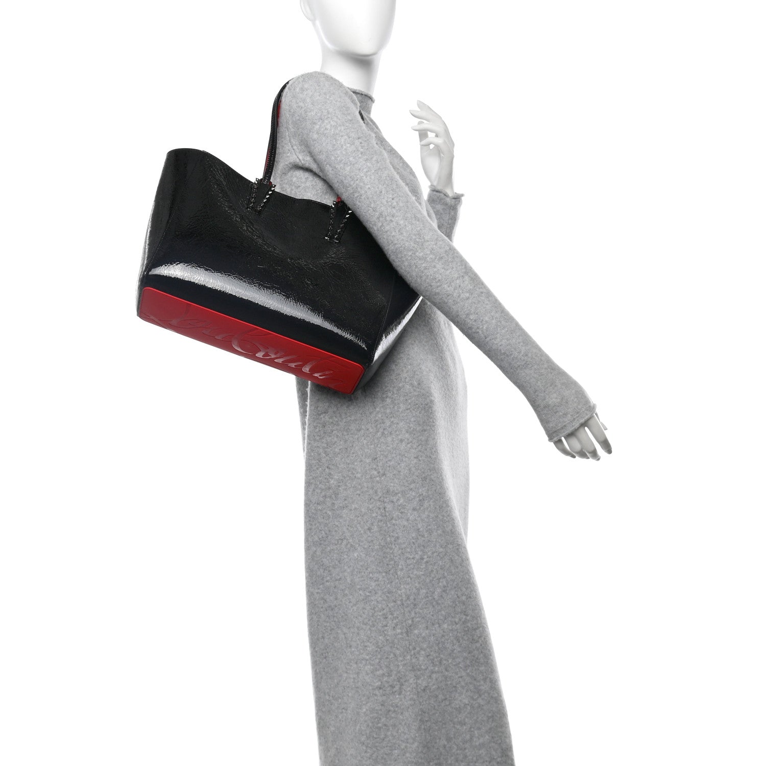 Christian Louboutin Patent Calfskin Spikes East West Cabata Tote Black 2 of 15