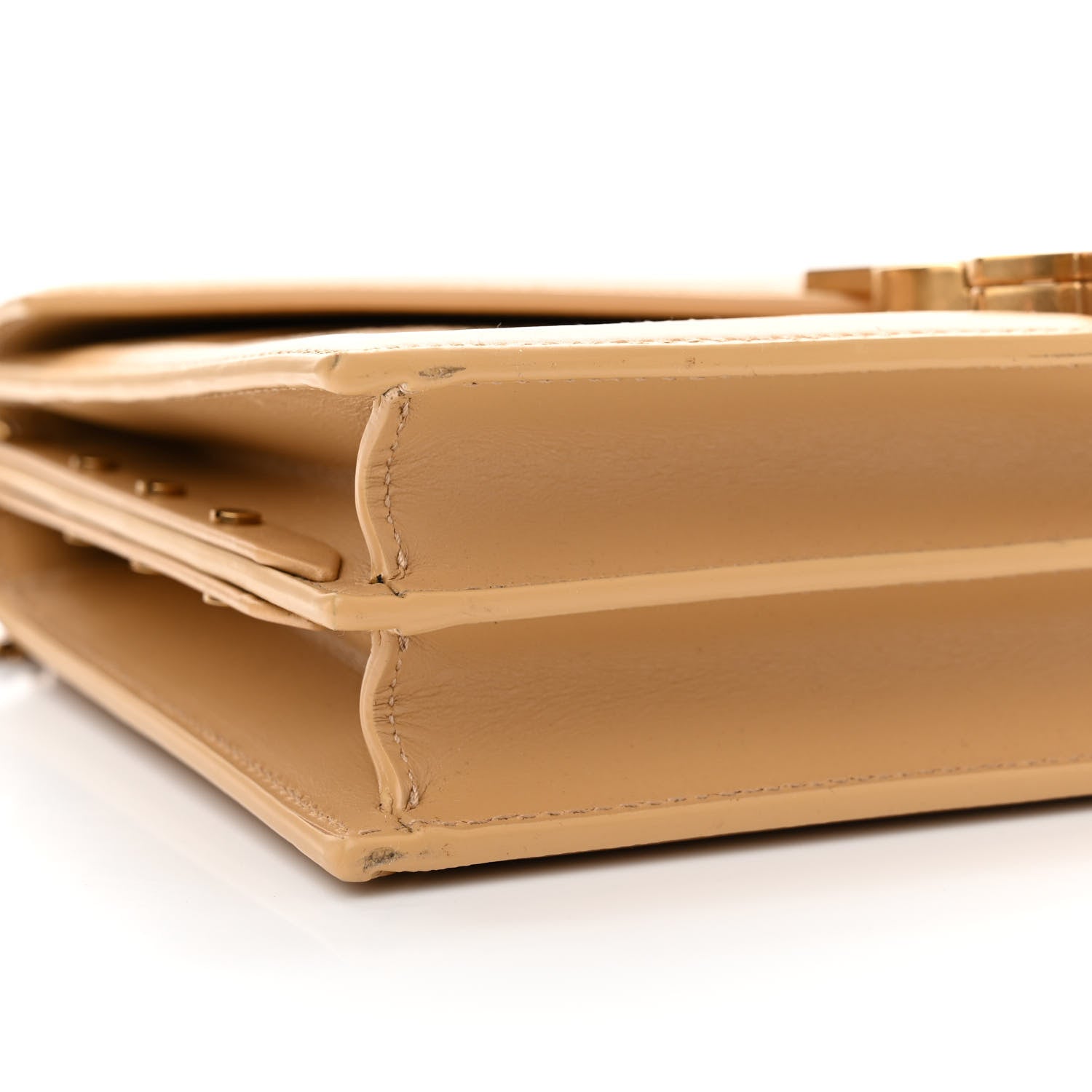 Saint Laurent Canvas Calfskin Classic Monogram Cassandra Grege Brown Gold 2 of 12